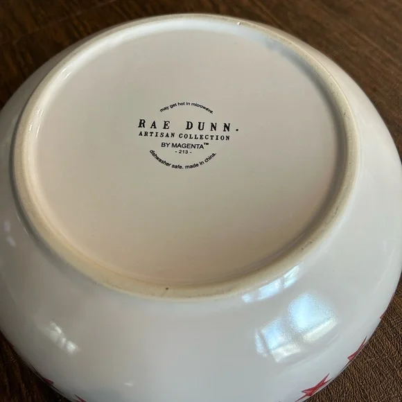 Rae Dunn Celebrate Ceramic Bowl with Red and Blue Stars - Picture 3 of 5